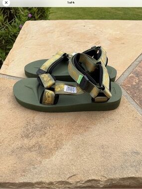 Suicoke Olive Green Webbing Strap Sandals